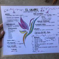 Menú  at El Colibri in San Jose Del Pacifico
