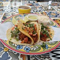 Chorizo tacos, and refried beans at La Cantina in Myrtle Beach