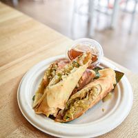 Vegan lumpia at Mak Mak Organic  in Oceanside