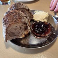 Bread and onion jam  at Lychees in Warsaw