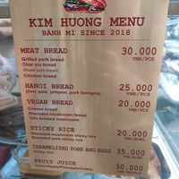 Menu at Xoi Banh Mi Kim Huong in Hanoi