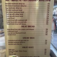 Updated menu and prices from 20th November 2022  at Xoi Banh Mi Kim Huong in Hanoi