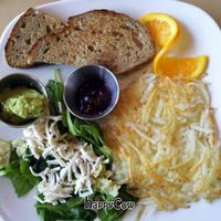 They don't offer tofu scrambles so a vegan make-your-own scramble is whatever veggies you choose plus soy mozzarella. at Third Coast Spice Cafe in Chesterton