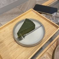 matcha cake (also not so tasty)  at Shark Coffee in Tokyo