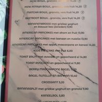 Breakfast menu at Taboe in Blankenberge