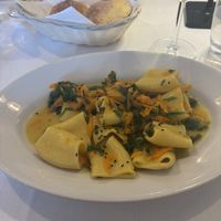 Vegan pasta of the day- lemon, carrot spinach pasta  at Ristorante Al Giardino in Taormina