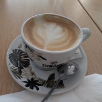 Flat white with oat milk at Makai Cafe in Orihuela
