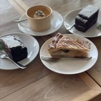 Vegan sweets: apple pie, chocolate cake, pumpkin pudding   at Cafe Pirica - 喫茶 Pirica (ピリカ) in Beppu