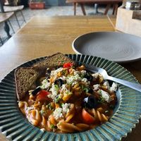 „pink“ pasta  at The Vegan Room in Jaipur