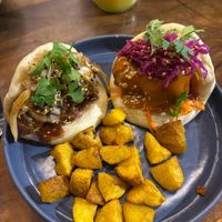 Eggplant bao, crispy cauliflower bao at Ginger Cocina in Medellin