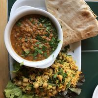 Bowl, salad and Syrian flatbread at Bookstop Cafe in Kenmare