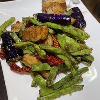 Fried eggplant and green beans   at Yau Yuen Siu Tsui in Kowloon