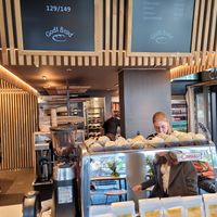 By the counter  at Godt Brød Munch Brygge in Oslo