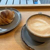 Cinnamon snail & coffee  at Godt Brød Munch Brygge in Oslo
