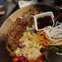 Reis mit veganen Chicken streifen (Nr.26) at Monchi in Leipzig