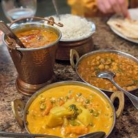 Dahl, Korma and Chickpea curry at Zyka in Banff