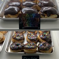 Some of the choices, there are two standing fridges filled with options.  at Bitchin Donuts in Albany