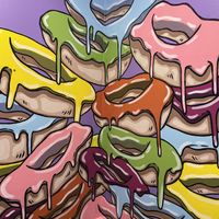 Kewl bathroom mural!  at Bitchin Donuts in Albany