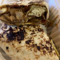 Breakfast burrito with Just Egg.  at Bitchin Donuts in Albany