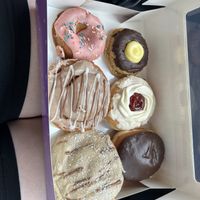 2 gf donuts on the left-they offered separate box but I declined  at Bitchin Donuts in Albany