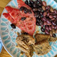 olives, tomato, rusks at To Tzitziki Sto Almiriki in Crete
