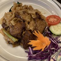 Pad See Aew with mock duck    at Green Elephants Thai Vegan in Watkins Glen