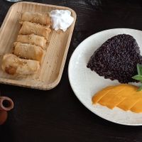 Black rice and mango with coconut syrup
 at Green Elephants Thai Vegan in Watkins Glen