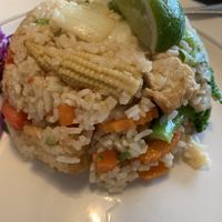 Thai fried rice with lime  at Green Elephants Thai Vegan in Watkins Glen