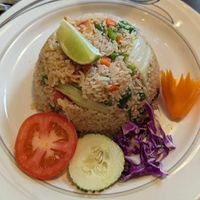 Thai fried rice with tofu (hidden inside rice) at Green Elephants Thai Vegan in Watkins Glen