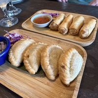 Curry puffs + spring rolls  at Green Elephants Thai Vegan in Watkins Glen