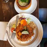 Pad Thai and wonton soup at Green Elephants Thai Vegan in Watkins Glen