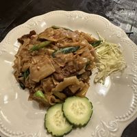 Pad see ew + mock duck   at Green Elephants Thai Vegan in Watkins Glen