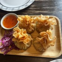 Thai golden bags   at Green Elephants Thai Vegan in Watkins Glen