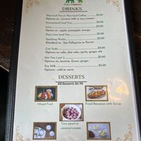 drinks menu  at Green Elephants Thai Vegan in Watkins Glen