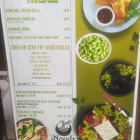 Vegan Menu at Noodz in Belfast