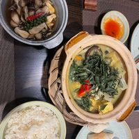 My tofu dish (and bread) and my fella’s little mushroom pot  at La Moi Plant-Based Restaurant in Ho Chi Minh City