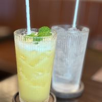 Pineapple juice and sprite  at La Moi Plant-Based Restaurant in Ho Chi Minh City
