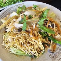 Fried noodles at La Moi Plant-Based Restaurant in Ho Chi Minh City