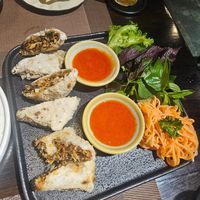 Deep Fried Square Spring Rolls - so good! at La Moi Plant-Based Restaurant in Ho Chi Minh City