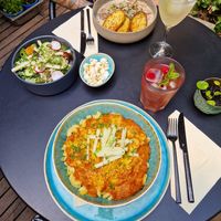 Pasta with home made pesto cream sauce at Greens&Beans  in Bruges
