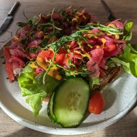 Kimchi on toast at Greens&Beans  in Bruges