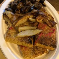 Eggplant, baked potatoes and tempeh  at Radicetonda - Via Spallanzani in Milan