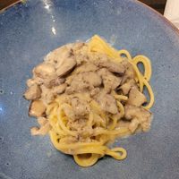 spaghetti with creamy sauce and shitake mushrooms at Pasta Story in Chiang Mai