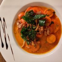 Chickpea and tomato ravioli with crispy kale at L'Osteria Italiana in York