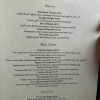 Menu  at L'Osteria Italiana in York