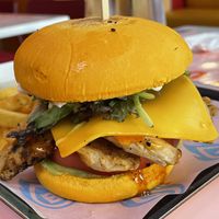 Bolero vegan chicken burger (in a carrot bun), 14.90 lev  at Bolero Fitburger in Sofia