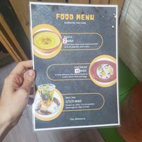 2. April 2023: Bissara is vegan. Bean soup pure with olive oils and spices at Broceliande in Fes