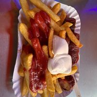 Currywurst mit Pommes  at Curry 36 in Berlin