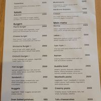 Food menu at PLANTS Kitchen & Bar in Almaty