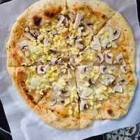 Mushroom pizza - highly recommended at PLANTS Kitchen & Bar in Almaty